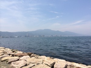 琵琶湖　比叡山方面